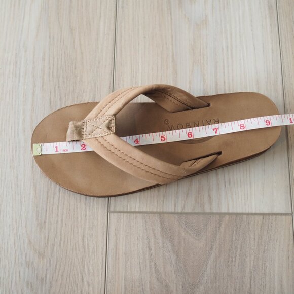 Rainbow Tan Flip Flops Double Layer Premier Leather Arch Support Sz W 5.5-6.5 - Picture 13 of 15